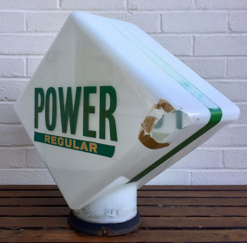 HAILWARE 'POWER REGULAR' VINTAGE NATIONAL BENZOLE GLASS PETROL PUMP GLOBE