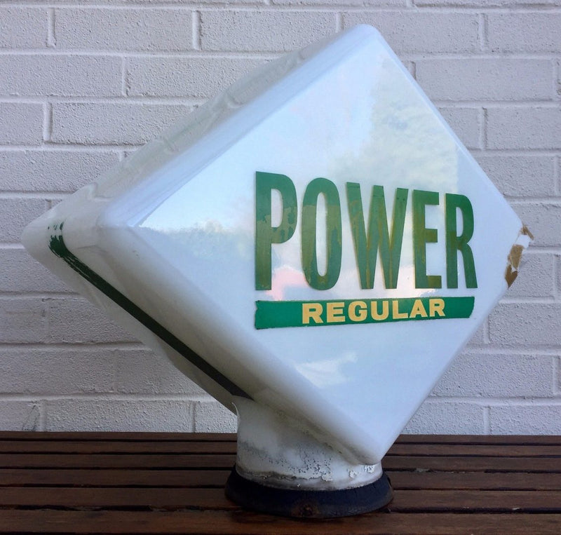 HAILWARE 'POWER REGULAR' VINTAGE NATIONAL BENZOLE GLASS PETROL PUMP GLOBE