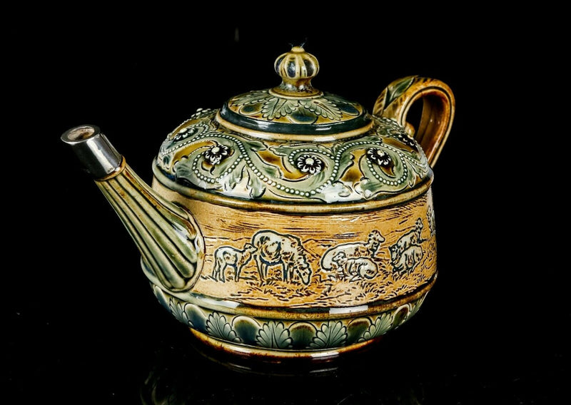 HANNAH BARLOW for DOULTON LAMBETH, SHEEP GRAZING LANDSCAPE, STONEWARE TEAPOT