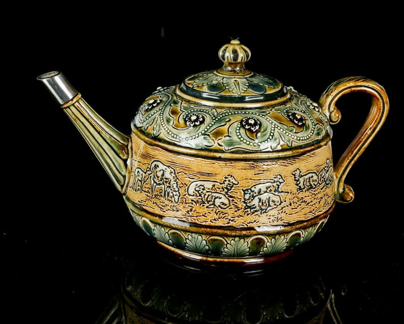 HANNAH BARLOW for DOULTON LAMBETH, SHEEP GRAZING LANDSCAPE, STONEWARE TEAPOT