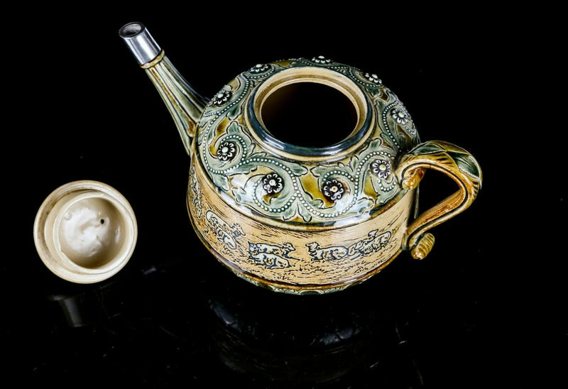 HANNAH BARLOW for DOULTON LAMBETH, SHEEP GRAZING LANDSCAPE, STONEWARE TEAPOT