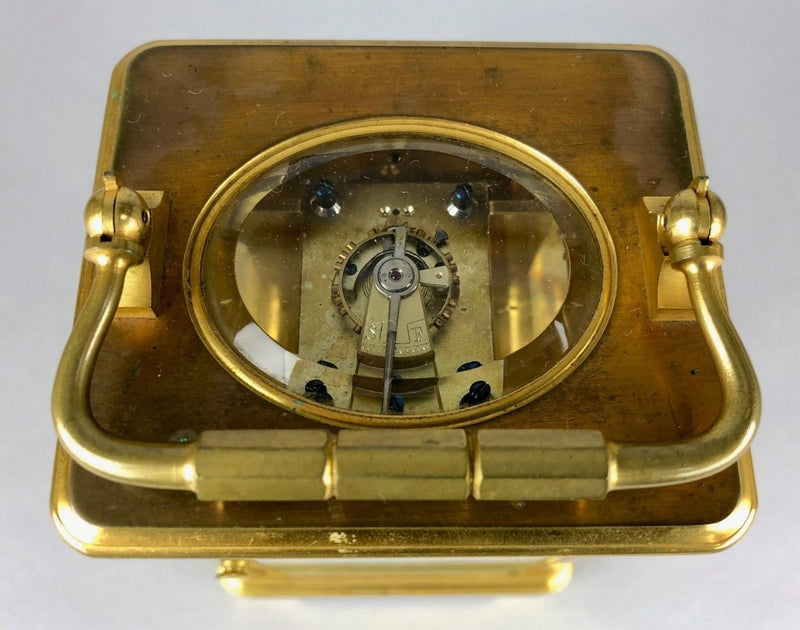 HENRI JACOT, PARIS - C19th FRENCH BRASS/GLASS TRAVEL CARRIAGE TIMEPIECE CLOCK 9229