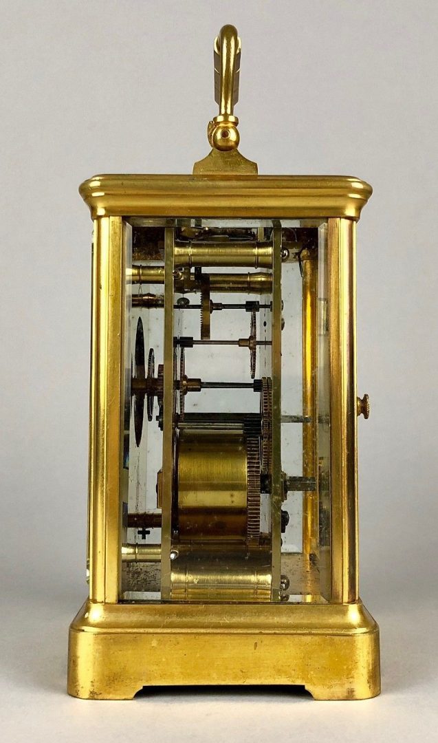 HENRI JACOT, PARIS - C19th FRENCH BRASS/GLASS TRAVEL CARRIAGE TIMEPIECE CLOCK 9229