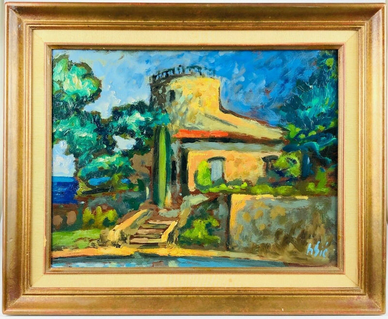 HENRI SIE 'MAISON, GOLFE DE SAINT TROPEZ' OIL ON BOARD PAINTING, SIGNED