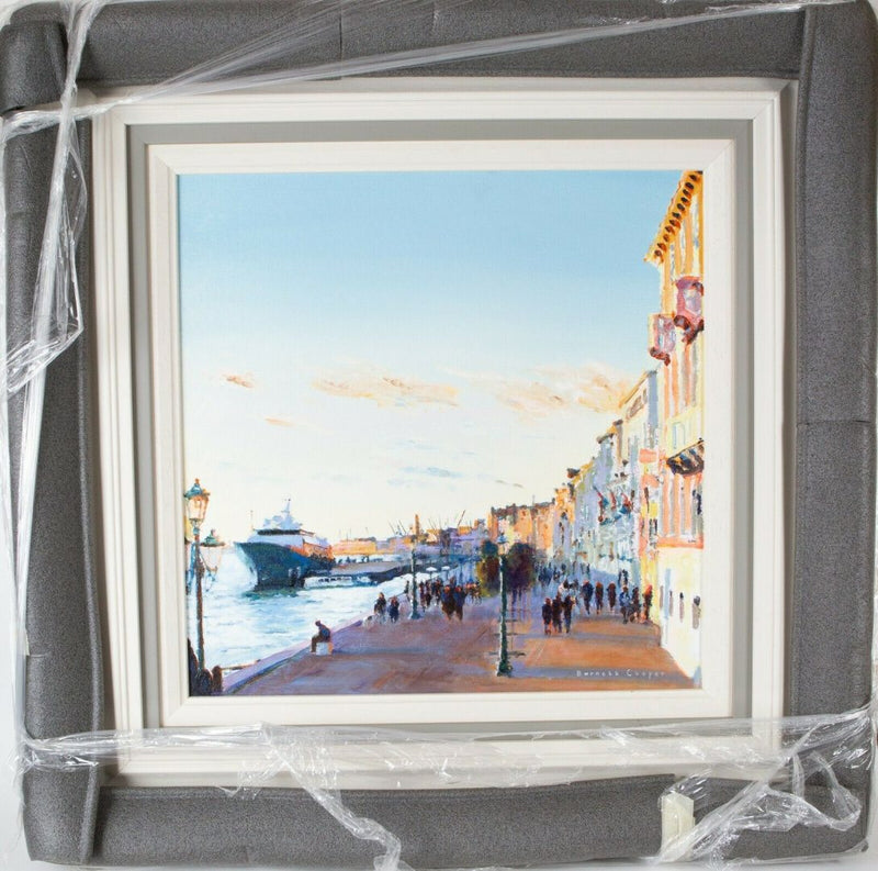 HILARY BURNETT COOPER (BRITISH, C20th) -VENICE DOCK- ITALIAN CANAL, OIL ON BOARD, SIGNED