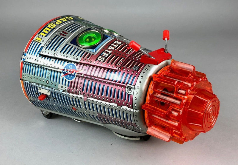HORIKAWA -NEW SPACE CAPSULE- VINTAGE UNITED STATES NASA TIN PLATE ROCKET SHIP