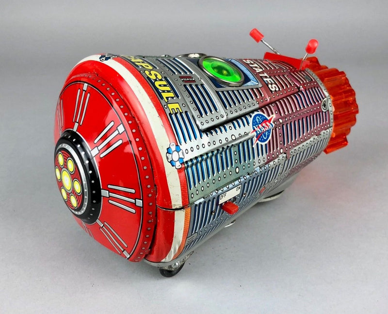 HORIKAWA -NEW SPACE CAPSULE- VINTAGE UNITED STATES NASA TIN PLATE ROCKET SHIP