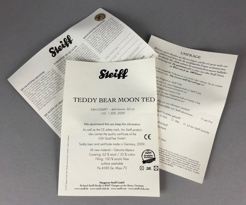 STEIFF 'MOON TED' LIMITED EDITION ALPACA MOHAIR TEDDY PANDA BEAR 662423, BOXED