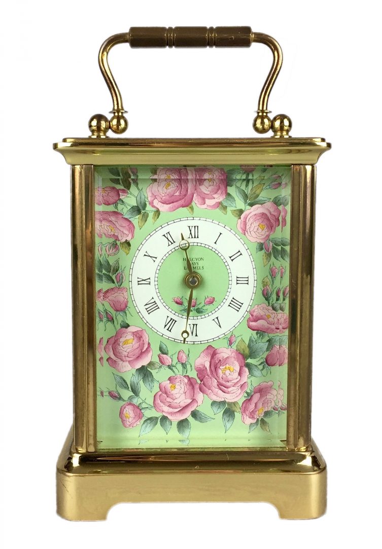 HALCYON DAYS ENAMELS LIMITED EDITION BRASS/GLASS CASED PRESENTATION CLOCK