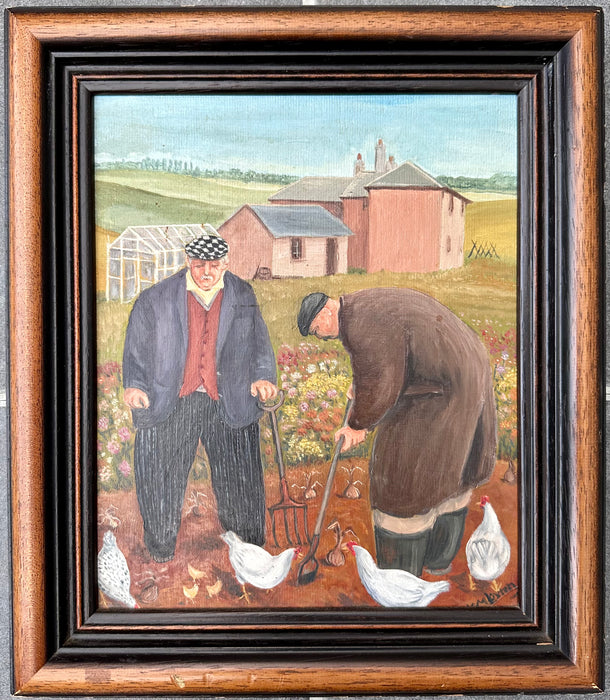 MARGARET LOXTON, 'THE ALLOTMENT', ORIGINAL OIL PAINTING, SIGNED