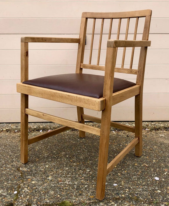 C20th SOLID BEECH FRANK LLOYD WRIGHT STYLE OPEN ARM DINING CHAIR CARVER 1949