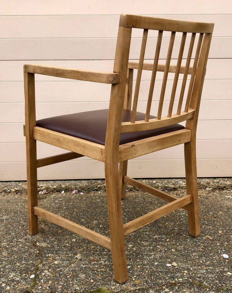 C20th SOLID BEECH FRANK LLOYD WRIGHT STYLE OPEN ARM DINING CHAIR CARVER 1949