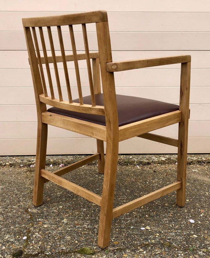 C20th SOLID BEECH FRANK LLOYD WRIGHT STYLE OPEN ARM DINING CHAIR CARVER 1949