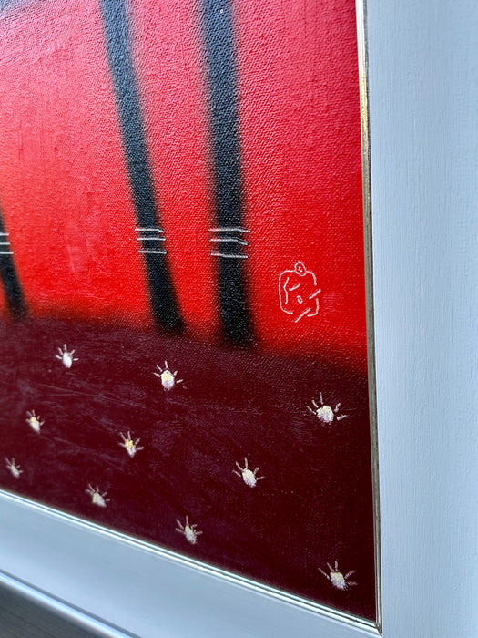 GOVINDER NAZRAN, 'HOLY DOG', BLACK, LARGE ORIGINAL OIL PAINTING, SIGNED