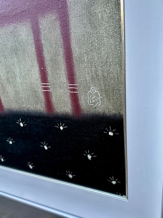 GOVINDER NAZRAN, 'HOLY DOG', RED, LARGE ORIGINAL OIL PAINTING, SIGNED