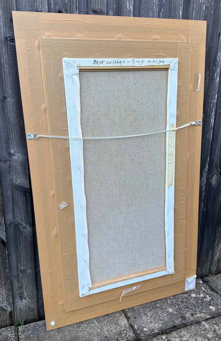 GOVINDER NAZRAN, 'HOLY DOG', RED, LARGE ORIGINAL OIL PAINTING, SIGNED