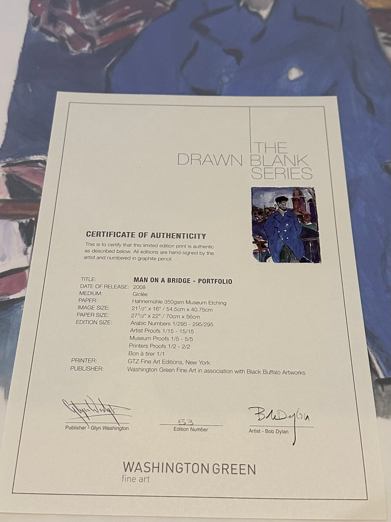 BOB DYLAN 'MAN ON A BRIDGE' LIMITED EDITION DRAWN BLANK SERIES PRINT 2008 SIGNED