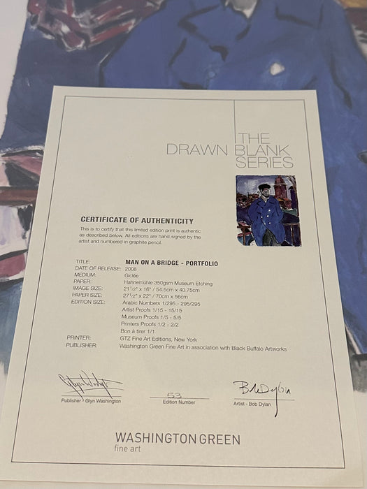 BOB DYLAN 'MAN ON A BRIDGE' LIMITED EDITION DRAWN BLANK SERIES PRINT 2008 SIGNED
