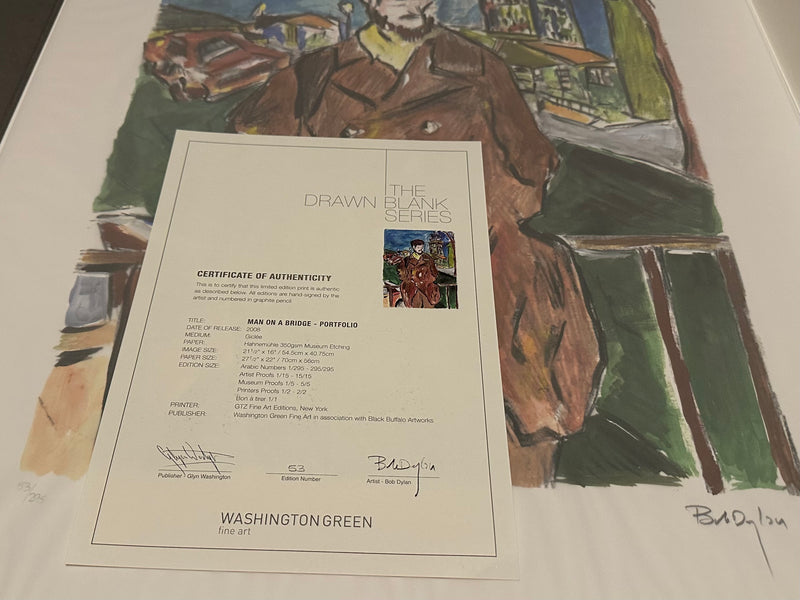 BOB DYLAN 'MAN ON A BRIDGE' LIMITED EDITION DRAWN BLANK SERIES PRINT 2008 SIGNED