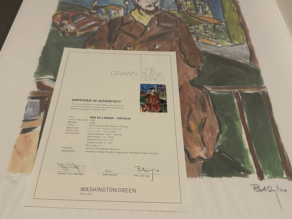 BOB DYLAN 'MAN ON A BRIDGE' LIMITED EDITION DRAWN BLANK SERIES PRINT 2008 SIGNED