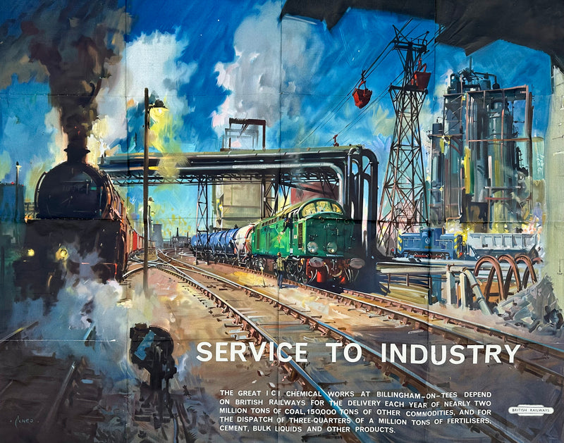 TERENCE CUNEO 'SERVICE TO INDUSTRY' ORIGINAL 1962 BRITISH RAILWAYS TRAVEL POSTER