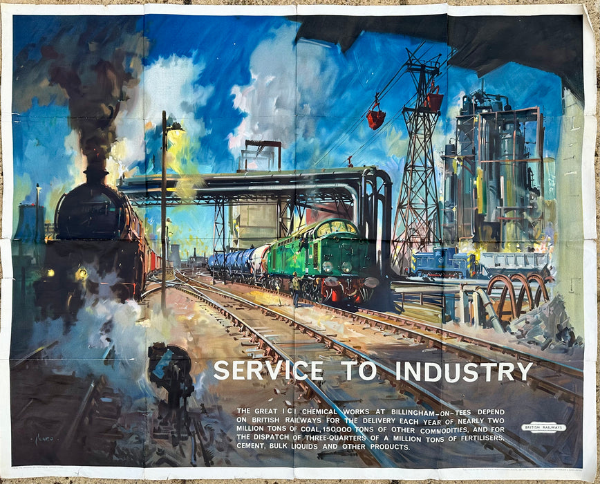 TERENCE CUNEO 'SERVICE TO INDUSTRY' ORIGINAL 1962 BRITISH RAILWAYS TRAVEL POSTER