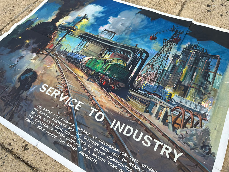 TERENCE CUNEO 'SERVICE TO INDUSTRY' ORIGINAL 1962 BRITISH RAILWAYS TRAVEL POSTER
