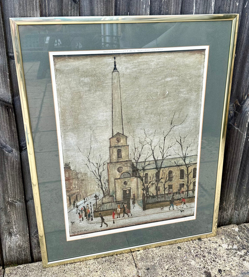 L.S. LAURENCE STEPHEN LOWRY 'ST LUKE'S CHURCH' SIGNED LIMITED EDITION PRINT 637/850