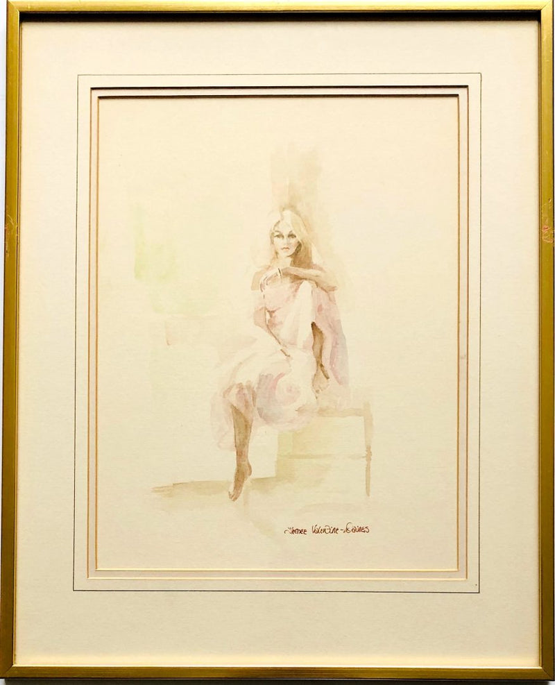 SHERREE VALENTINE DAINES - SEATED GIRL, WATERCOLOUR PAINTING, SIGNED