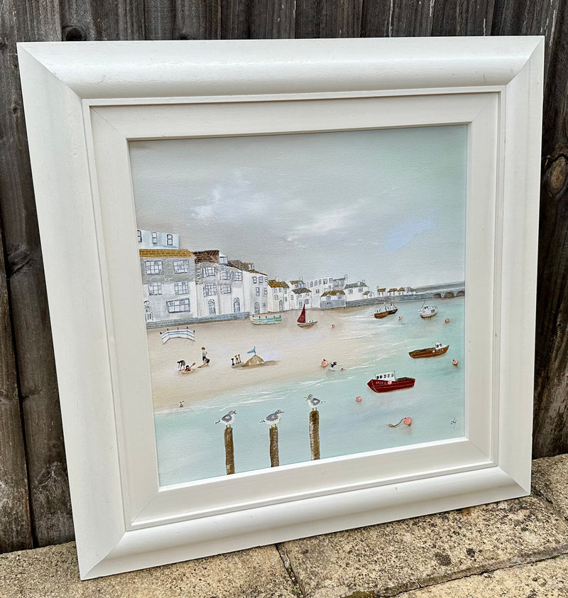 LUCY YOUNG, 'TERN, TERN, TERN', ST IVES SEASIDE, ORIGINAL OIL PAINTING, SIGNED
