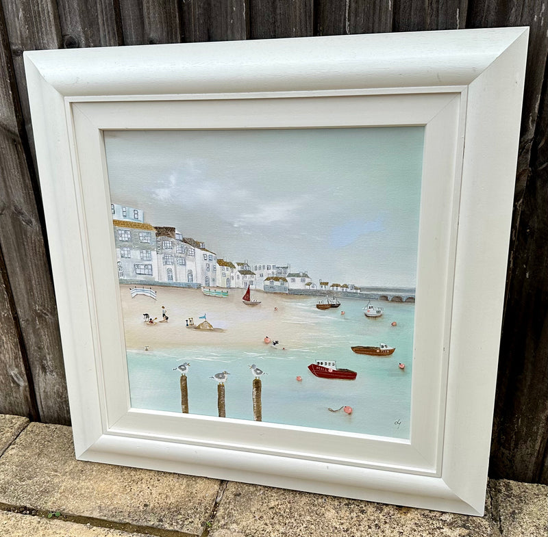 LUCY YOUNG, 'TERN, TERN, TERN', ST IVES SEASIDE, ORIGINAL OIL PAINTING, SIGNED