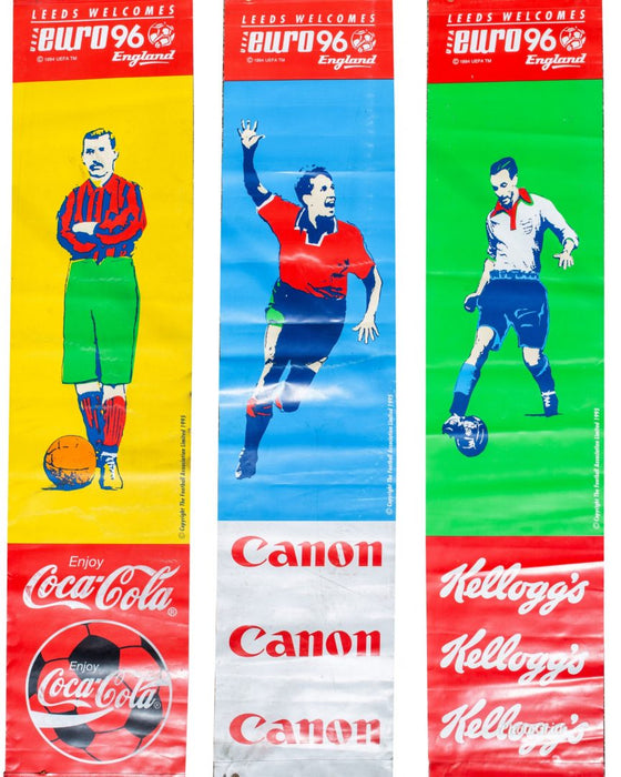 EURO 96 - BILLY MEREDITH, GARY LINEKER & STANLEY MATTHEWS VINYL FOOTBALL BANNERS