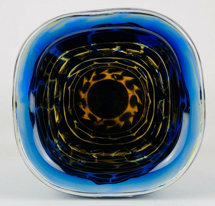 INGEBORG LUDIN for ORREFORS 'ARIEL' c1973 BLUE/CLEAR GLASS VASE No.179, SIGNED