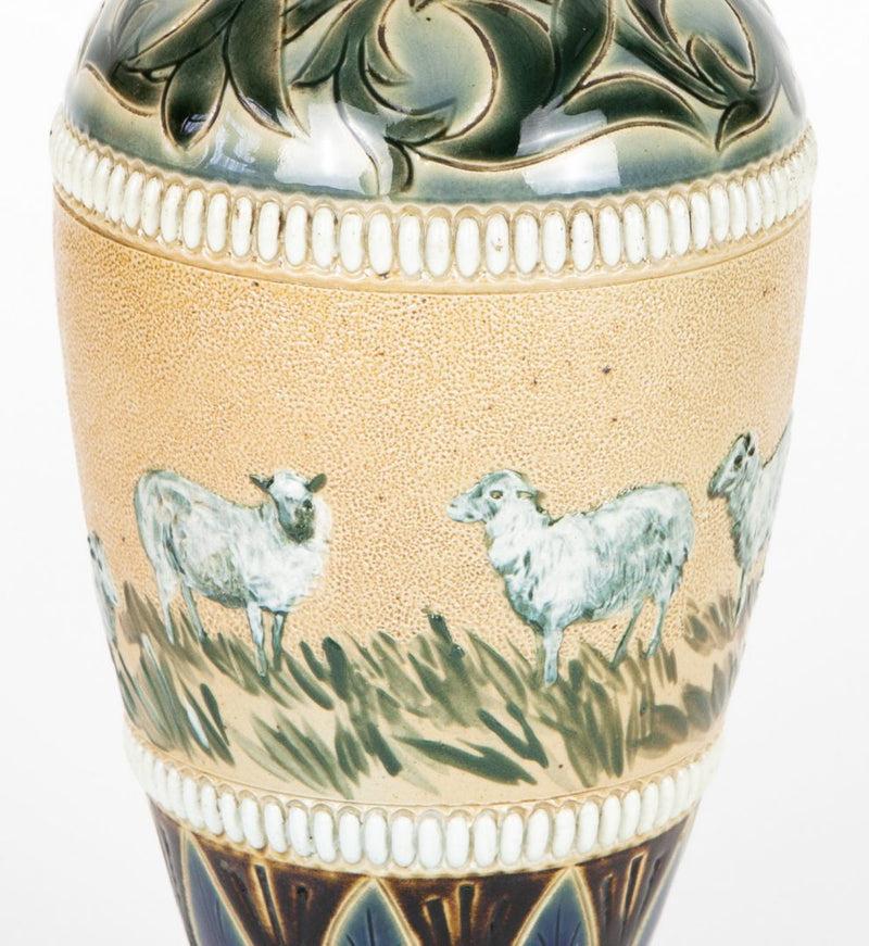HANNAH BARLOW for DOULTON LAMBETH - SHEEP LAMB CATTLE STONEWARE VASE