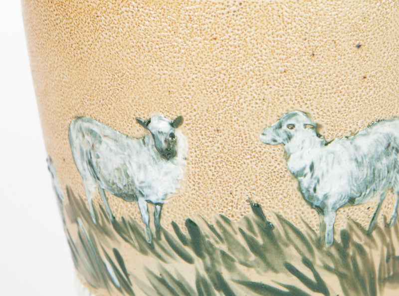 HANNAH BARLOW for DOULTON LAMBETH - SHEEP LAMB CATTLE STONEWARE VASE