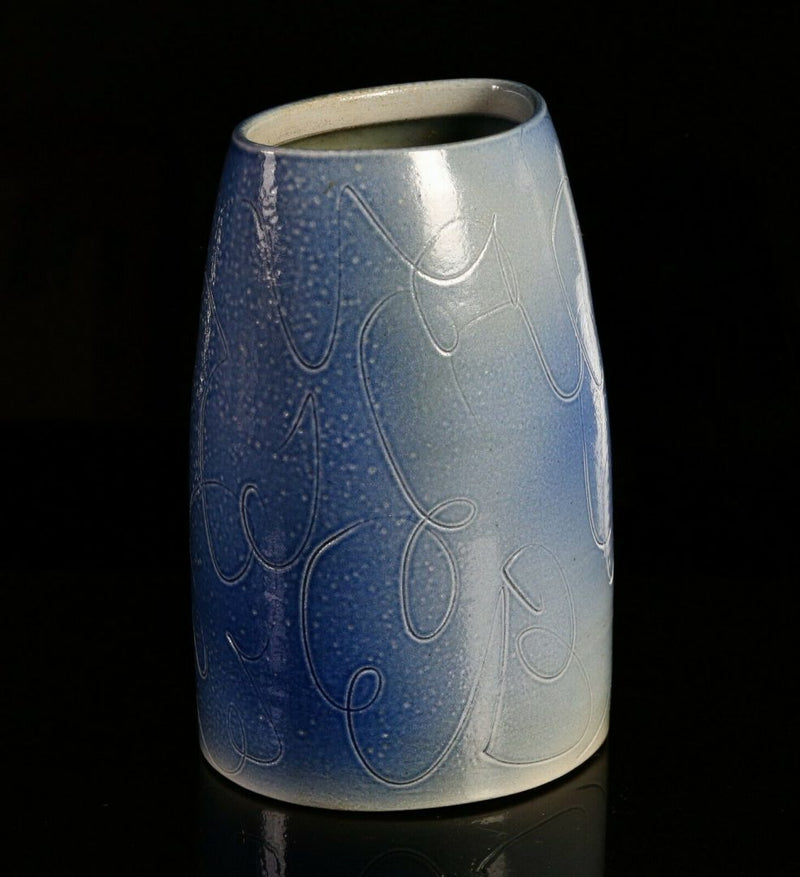 JANE HAMLYN (BRITISH, b.1940) STUDIO ART POTTERY ASYMMETRIC OVOID STONEWARE VASE