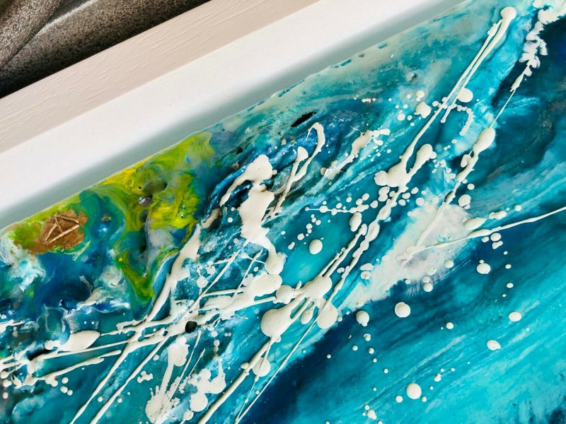 JENNINE PARKER (BRITISH, b.1971) -CATCHING A WAVE- ORIGINAL PAINTING ON BOARD