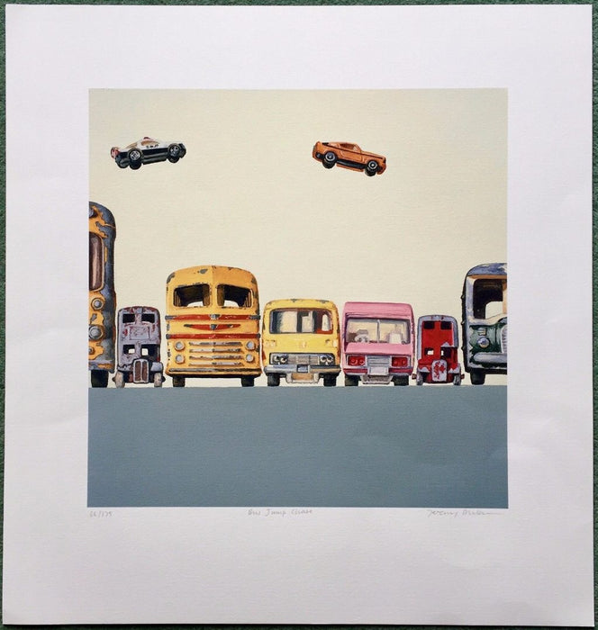 JEREMY DICKINSON (BRITISH b.1963) -BUS JUMP CHASE- LIMITED EDITION COLOUR PRINT, SIGNED