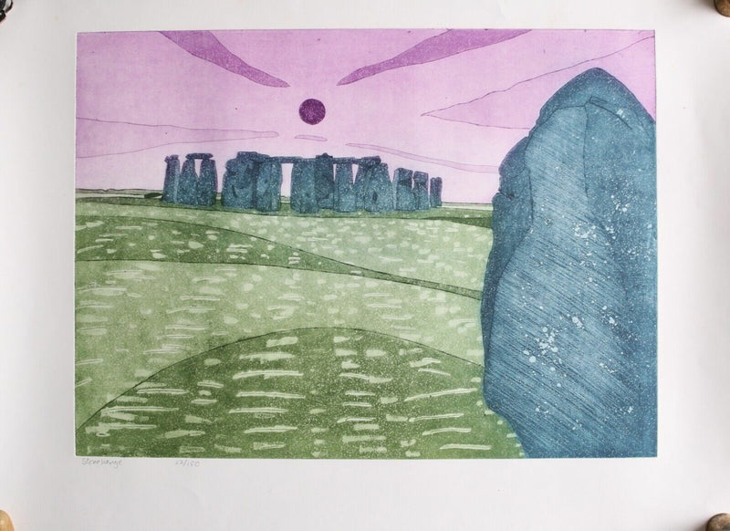 JOHN BRUNSDON -STONEHENGE- LIMITED EDITION COLOUR ETCHING PRINT 22/150