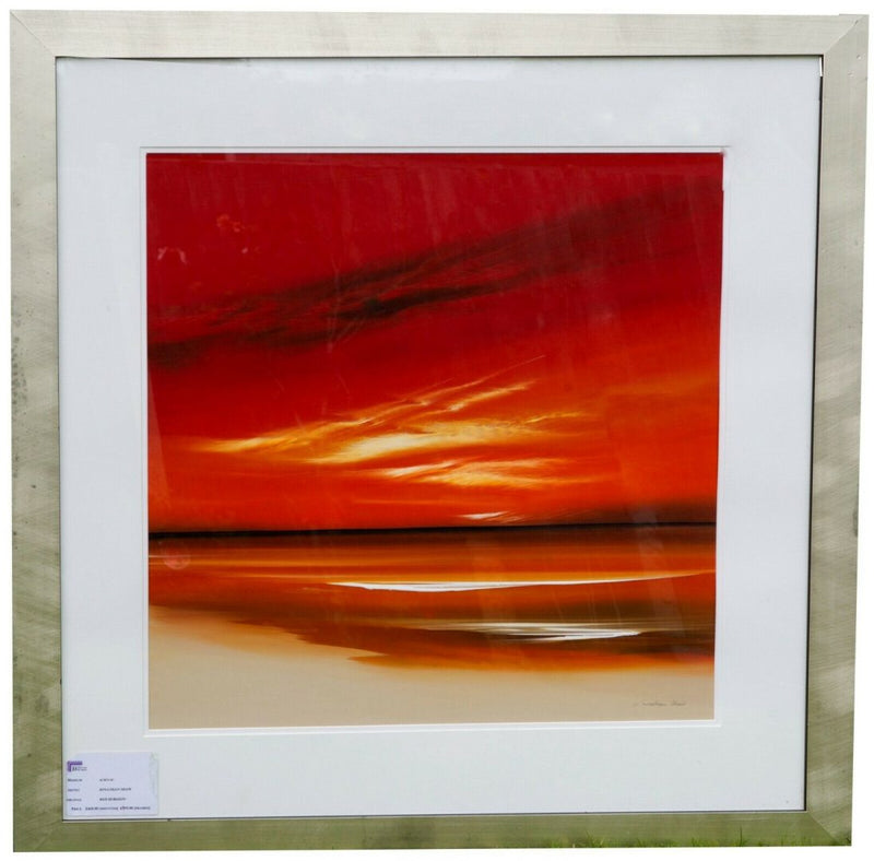 JONATHAN SHAW (BRITISH, b.1959) -RED HORIZON- LANDSCAPE ACRYLIC PAINTING, SIGNED