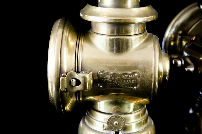 JOSEPH LUCAS LTD - PAIR OF BRASS KING OF THE ROAD AUTOMOBILE OIL LAMPS No. F146