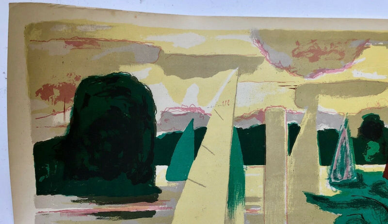 JULIAN TREVELYAN 'THAMES REGATTA' c1951 SCHOOL PRINTS &amp; AIA LITHOGRAPH PRINT