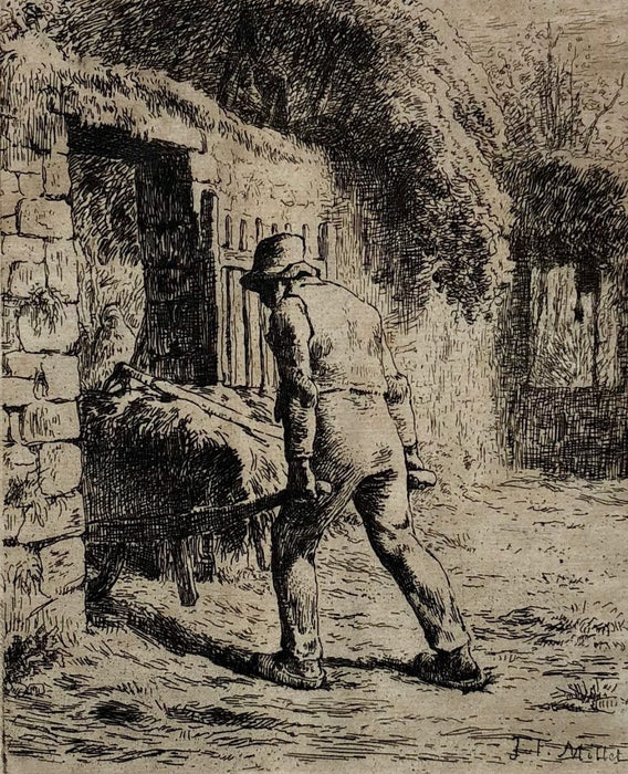 JEAN-FRANÇOIS MILLET (1814-1875), 'LE PAYSAN RENTRANT DU FUMIER', c1855 ETCHING