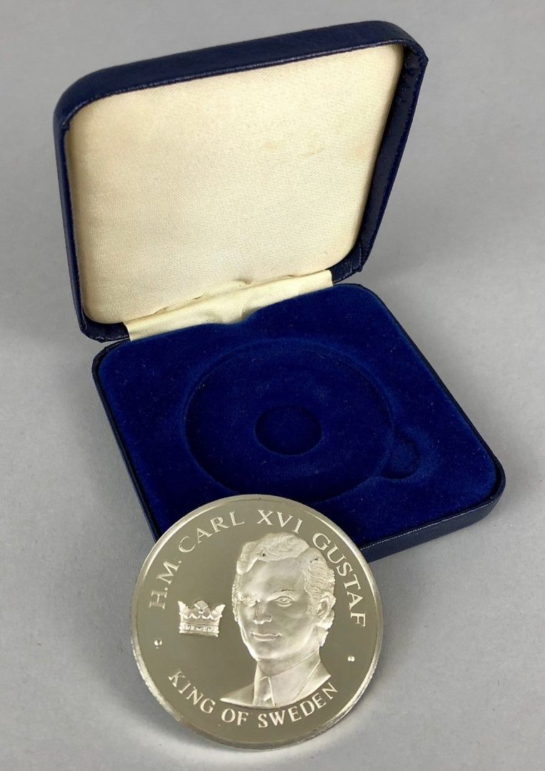 KING GUSTAF SWEDEN US BICENTENNIAL VISIT 1976- LTD ED STERLING SILVER MEDAL COIN