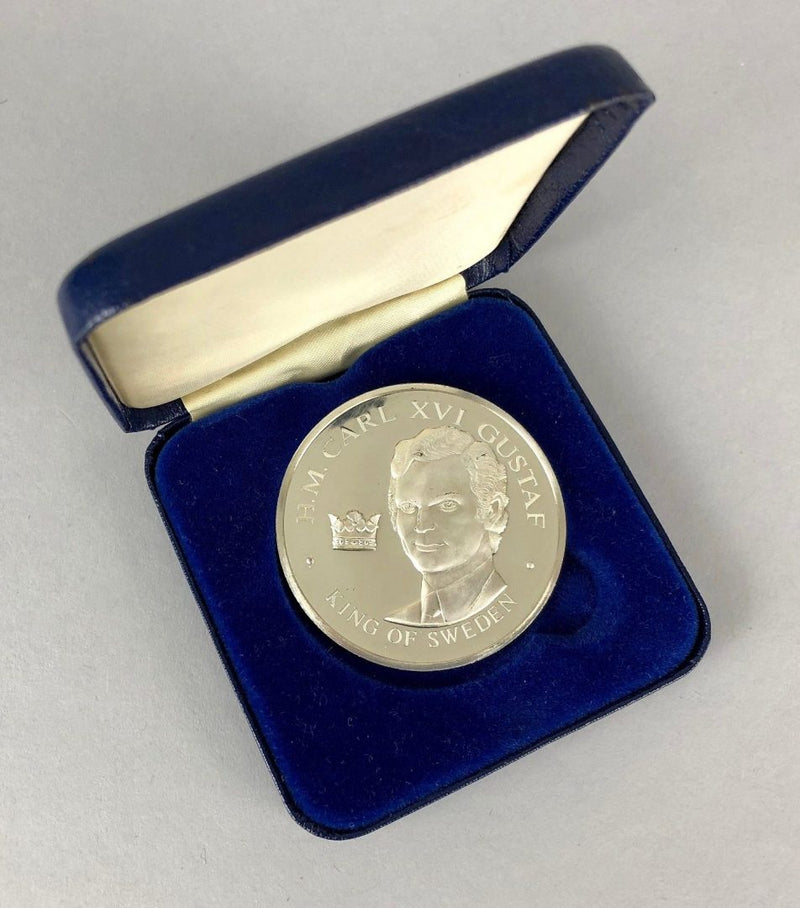 KING GUSTAF SWEDEN US BICENTENNIAL VISIT 1976- LTD ED STERLING SILVER MEDAL COIN