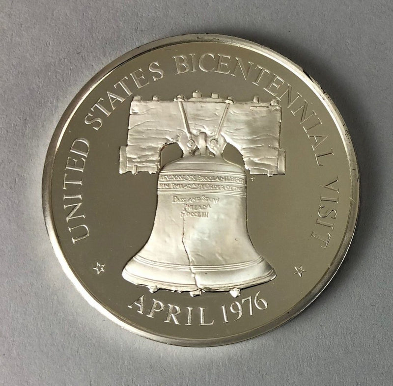 KING GUSTAF SWEDEN US BICENTENNIAL VISIT 1976- LTD ED STERLING SILVER MEDAL COIN