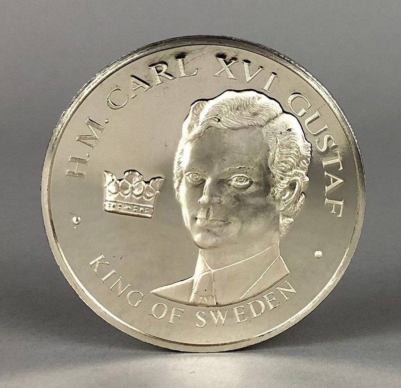 KING GUSTAF SWEDEN US BICENTENNIAL VISIT 1976- LTD ED STERLING SILVER MEDAL COIN