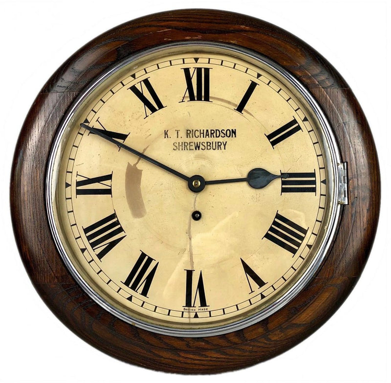 KT RICHARDSON, SHREWSBURY - EARLY C20th SCHOOL STATION GPO-STYLE LARGE WALL CLOCK