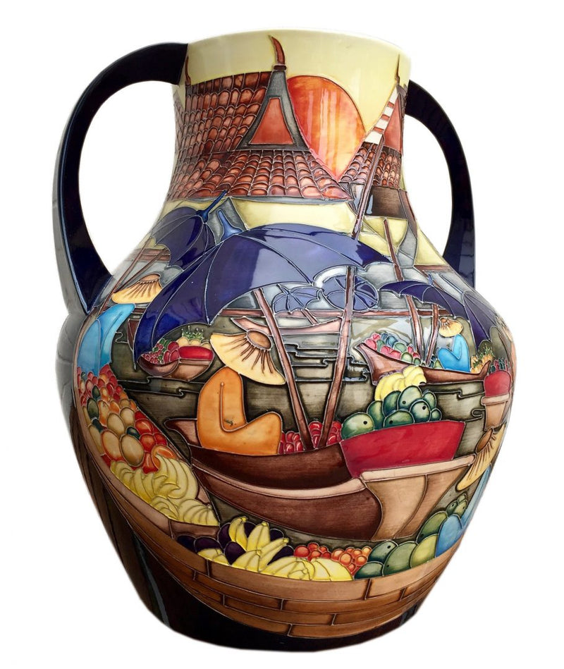 KERRY GOODWIN for MOORCROFT 'FLOATING MARKET' LARGE TWIN-HANDLED TRIAL URN VASE