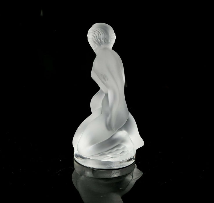 LALIQUE ® FRANCE -LEDA AND THE SWAN- FROSTED CRYSTAL GLASS FIGURE MODEL, SIGNED